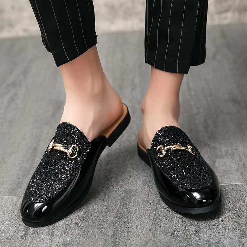 Summer Men Black Half Shoes Breathable Slip-on Half Slippers Man Outdoor Buckle Mules Lightweight Anti-slip Comfy Casual Shoes
