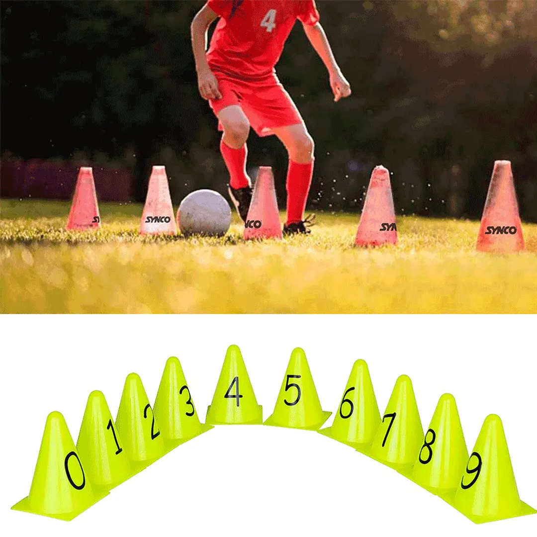 SYNCO Sports 6 Inch Cone Marker Set (Pack of 10)