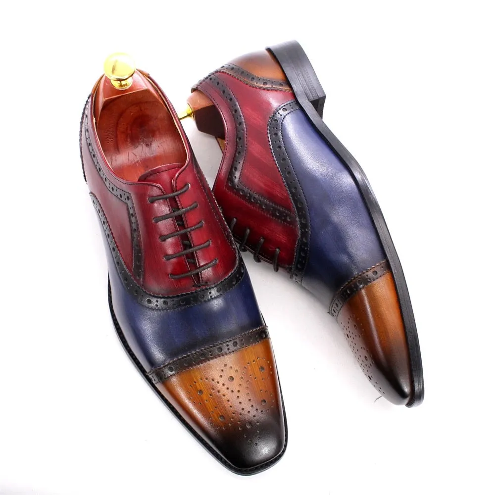 Tri-Tone Genuine Leather Brogue Shoes