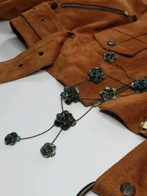 Vintage 1990s Patina Genuine Metal Flower Necklace