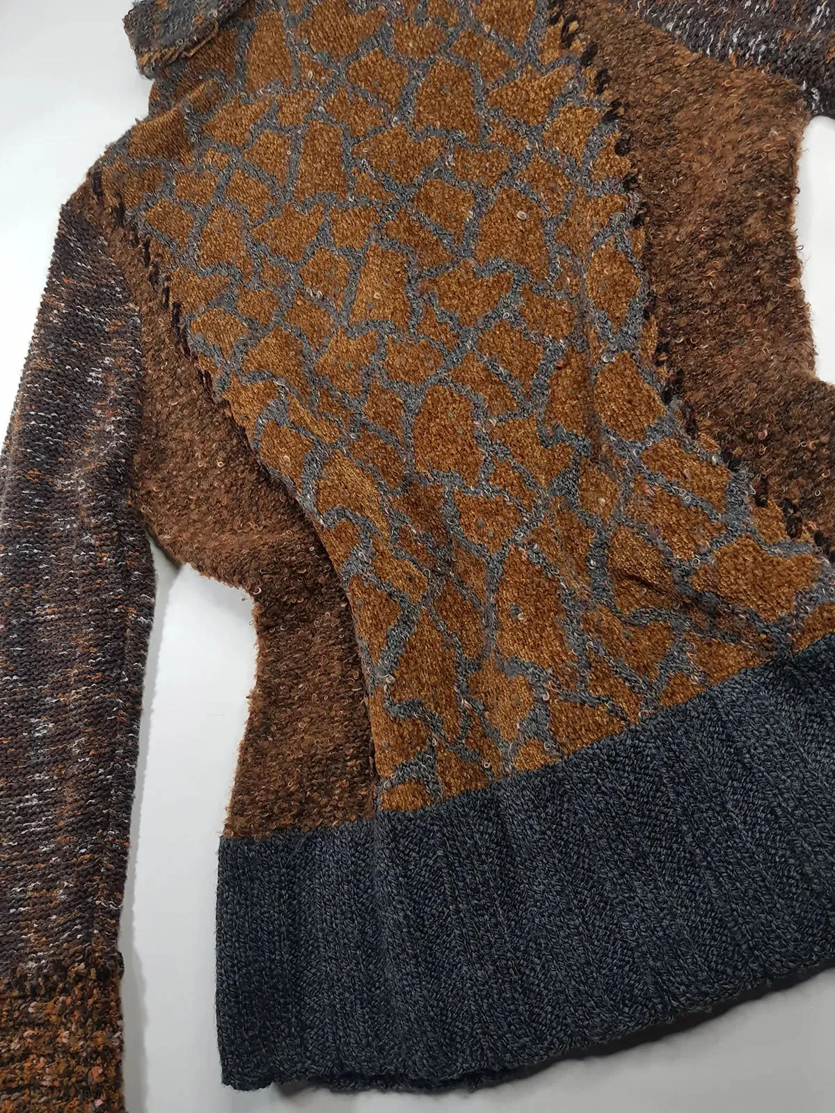 Vintage 1990s Sexy Earth Fairy Woodland Toned -  Hand Knitted Jacket with Leather Toggle Buttons
