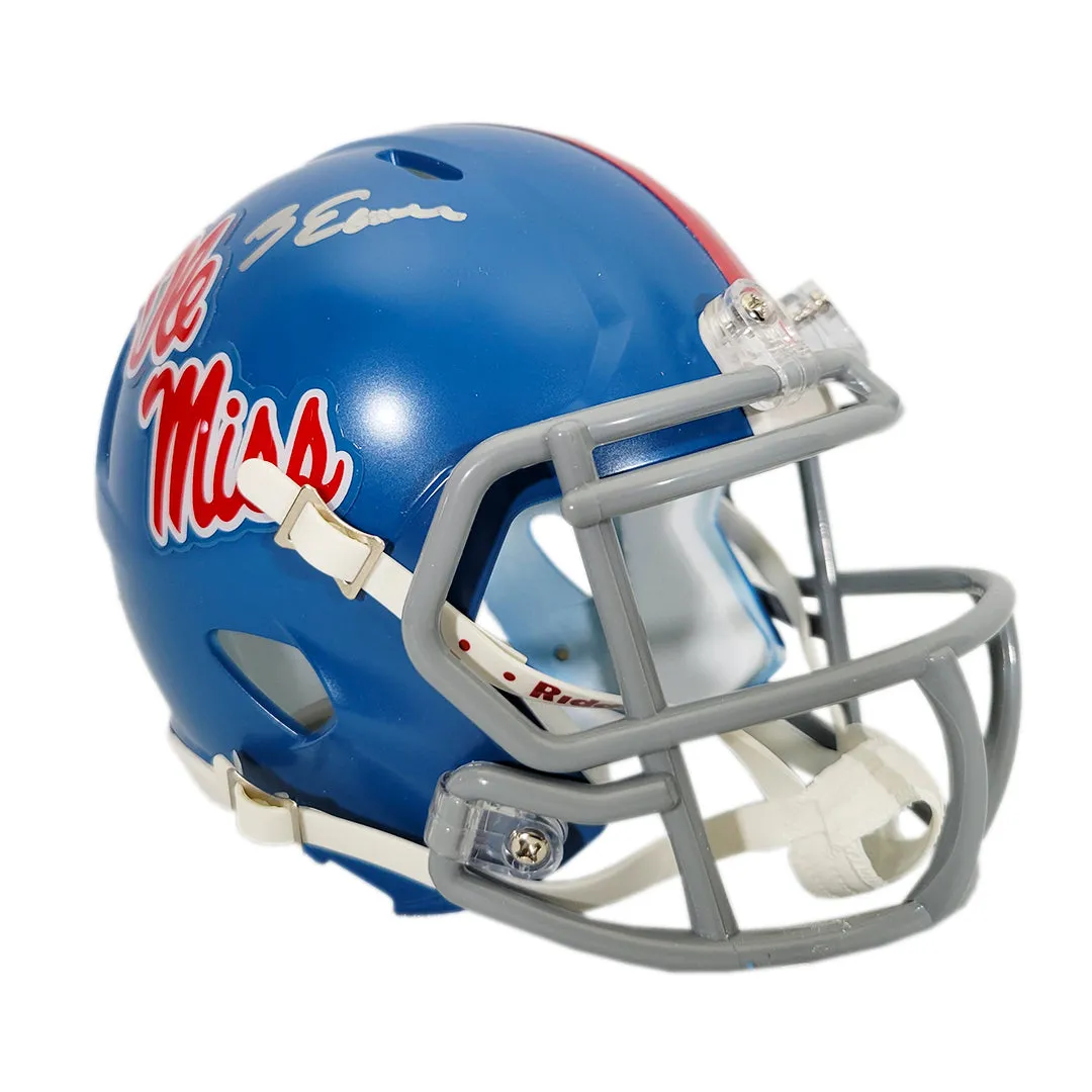 Zach Evans Signed Ole Miss Rebels Speed Mini Football Helmet (JSA)