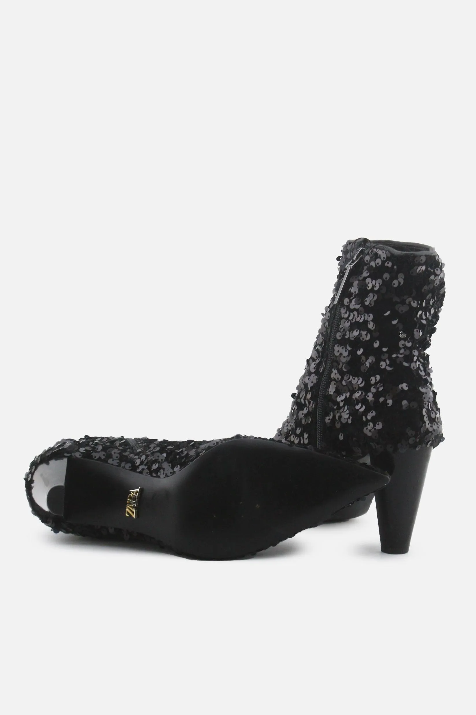Zara Zipper Stilettos Ankle Boots | Textile