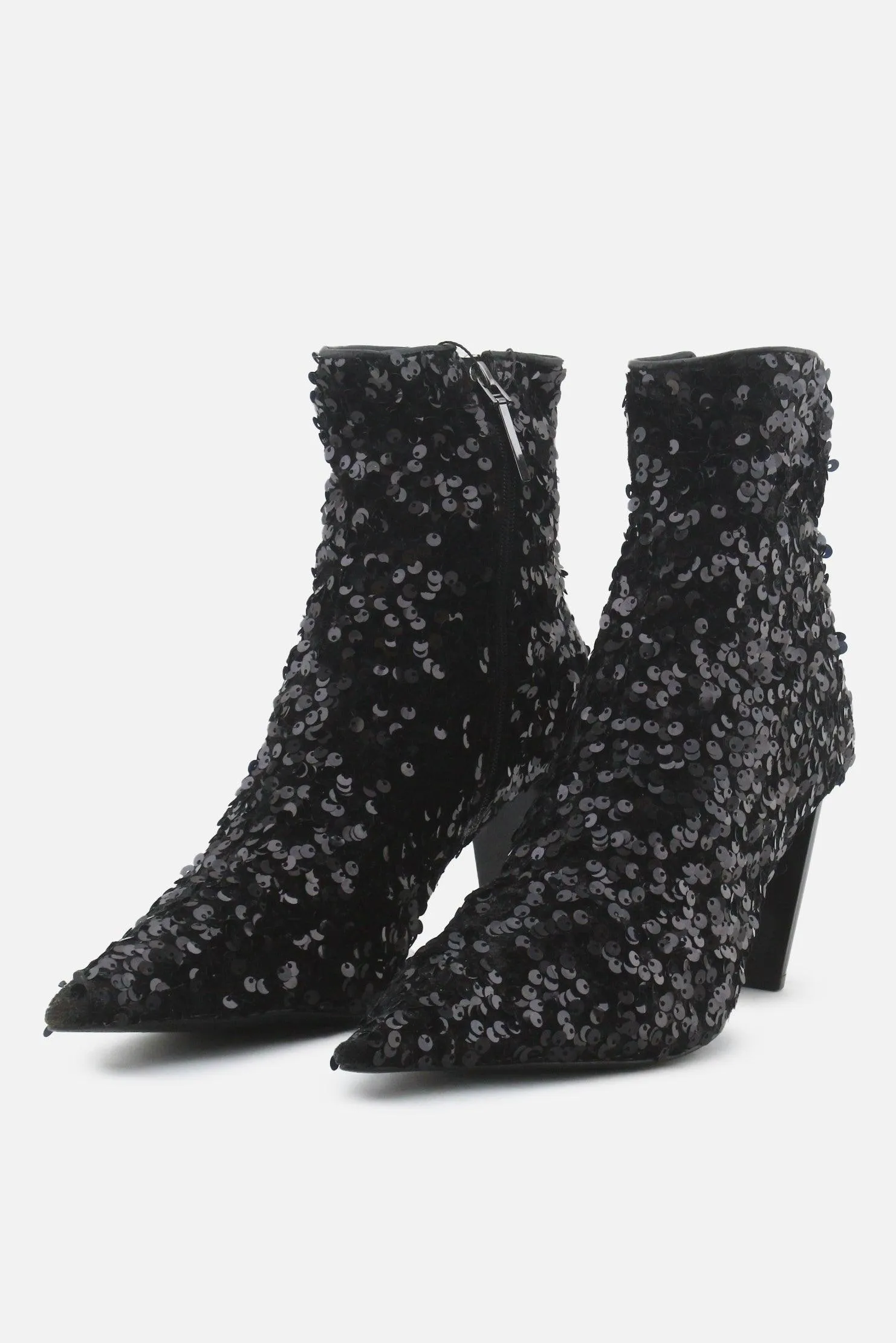 Zara Zipper Stilettos Ankle Boots | Textile